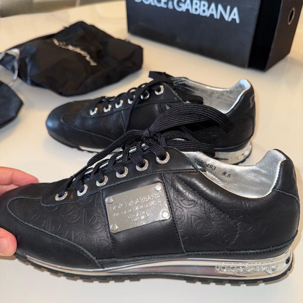 Dolce & Gabbana Black Sneakers with Silver Details
